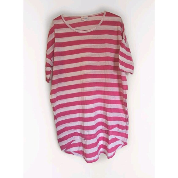 Lularoe Irma Tunic Pink & White Striped Size S Small Oversized Top Shirt Comfy - Picture 1 of 11